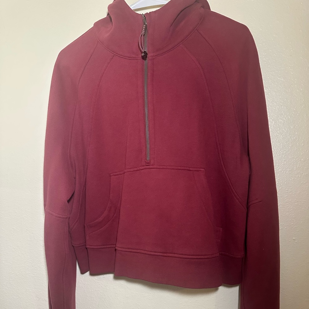 Lululemon Sz M/L Scuba 1/2 Zip Hoodie Sweatshirt Red Merlot